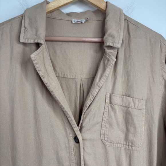 Faherty Arlie Day Romper XXL Linen Utility Safari Tan Beach Fisherman Minimalist - Picture 4 of 15